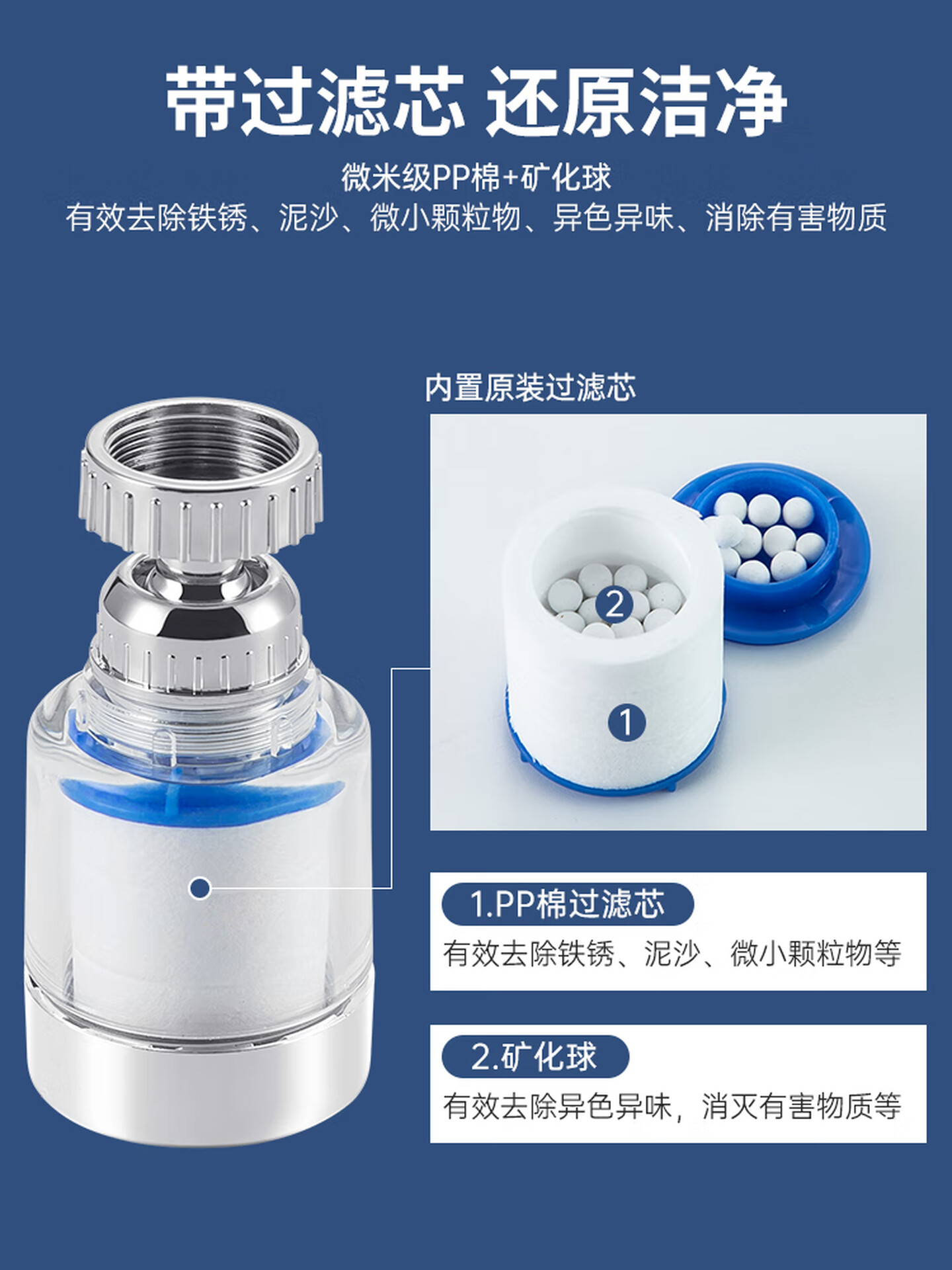 【留英护发神器】APWIKOGER 360°旋转净水过滤龙头 | 纳米级过滤 (有效除氯/重金属)