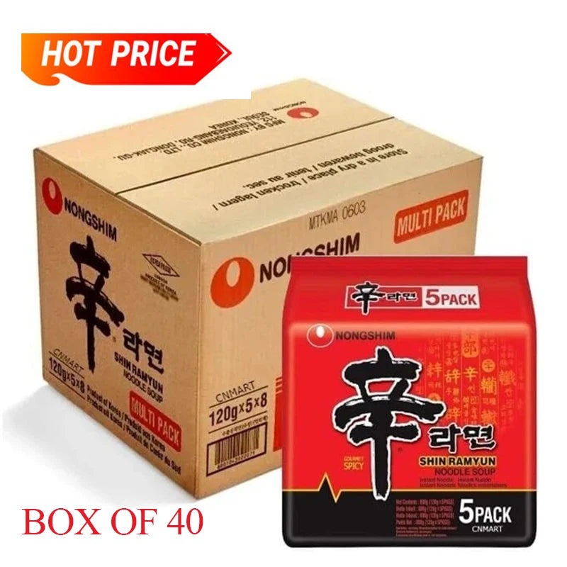【宿舍囤货王】韩国农心辛拉面 Shin Ramyun | 40包整箱大包装 | 经典火辣牛肉味